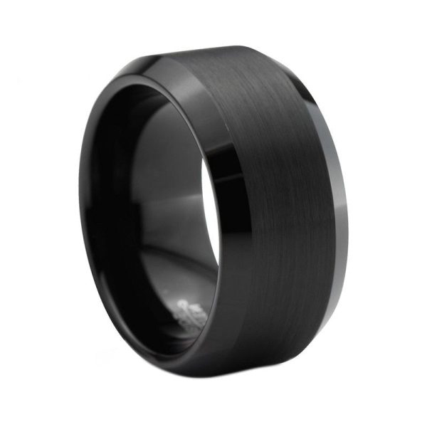 10mm Ryder Wide Black Tungsten Carbide Wedding Band