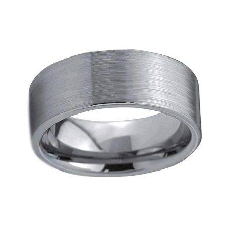 10mm Santino Silver Tungsten Carbide Mens Ring With Brushed Finish