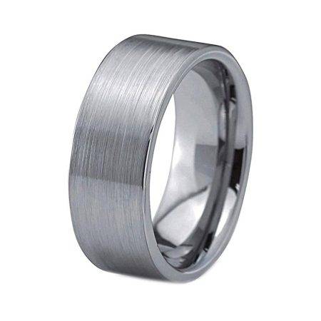 10mm Santino Silver Tungsten Carbide Mens Ring With Brushed Finish