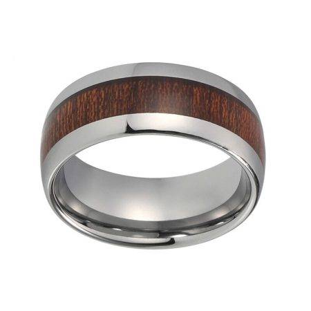 10mm Tungsten Carbide Wedding Band With Wood Inlay