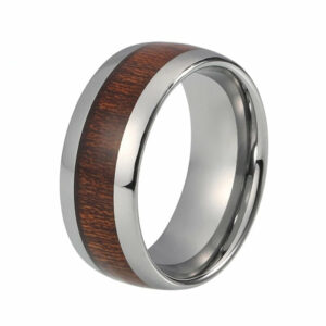 10mm Tungsten Carbide Wedding Band With Wood Inlay