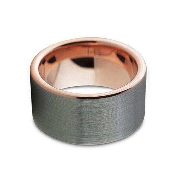 12mm Large Rose Gold And Silver Tungsten Carbide Ring