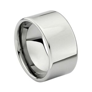 12mm Large Silver Tungsten Carbide Ring For Mer