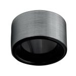 12MM Wide Black And Silver Tungsten Carbide Ring