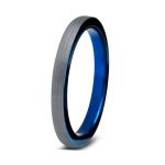 3mm Classic Thin Blue Tungsten Carbide Ring