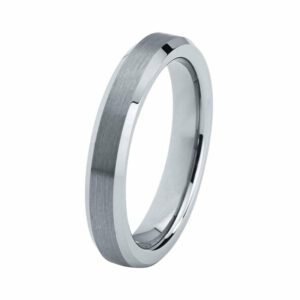 4mm Silver Tungsten Carbide Wedding Ring With Brushed Finish