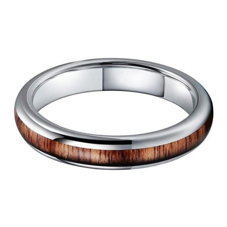 4mm Tungsten Carbide Ring With Natural Koa Wood Inlay