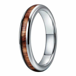 4mm Tungsten Carbide Ring With Natural Koa Wood Inlay