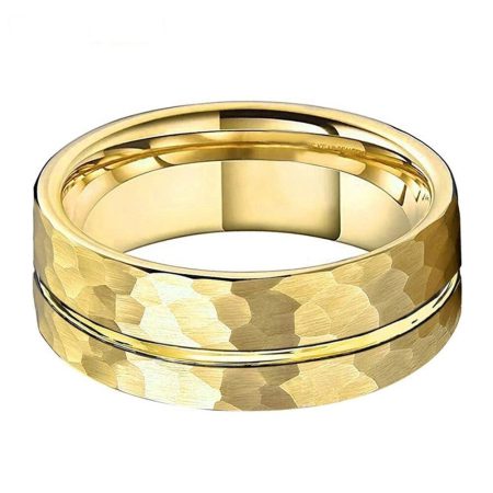 6mm Alexander Gold Hammered Tungsten Ring