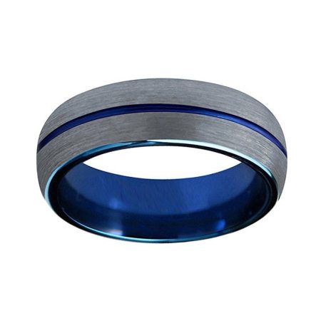6mm Blue Tungsten Carbide Wedding Band