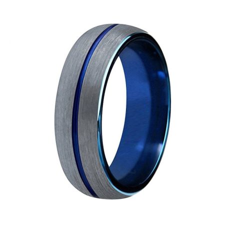 6mm Blue Tungsten Carbide Wedding Band