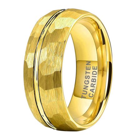 6mm Logan Gold Hammered Tungsten Carbide Rings