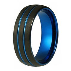 8MM Black Blue Tungsten Carbide Ring