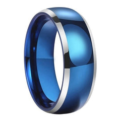 8MM Blue Tungsten Carbide Wedding Band Ring