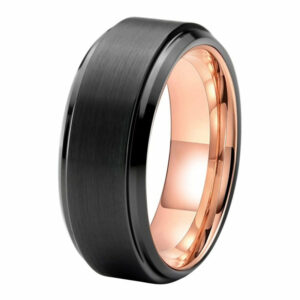 8mm Albert Black Rose Gold Tungsten Carbide Ring
