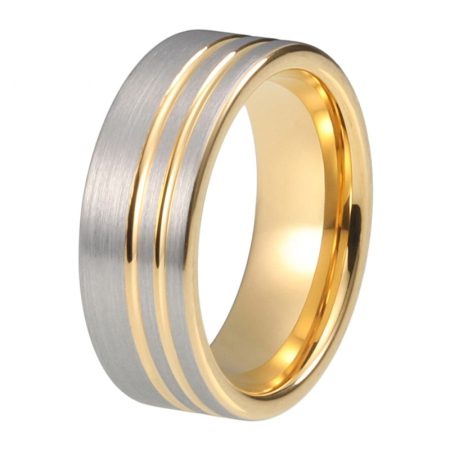 8mm Caleb Yellow Gold Tungsten Carbide Ring