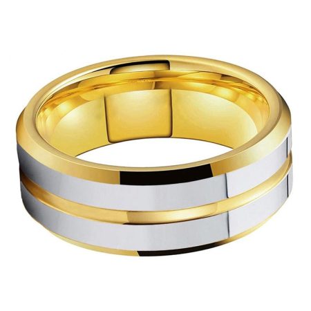 8mm Keith Yellow Gold Tungsten Carbide Rings For Men