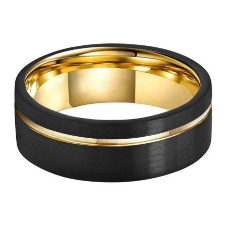 8mm Liam Black Gold Tungsten Carbide Ring For Men