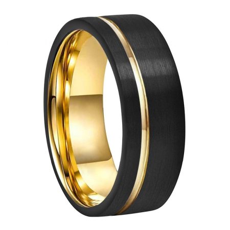 8mm Liam Black Gold Tungsten Carbide Ring For Men