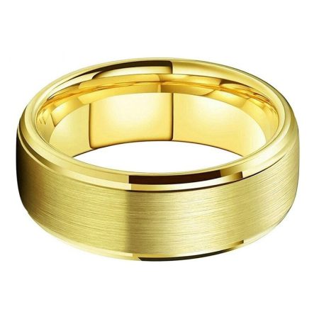 8mm Luke Yellow Gold Tungsten Carbide Ring For Men