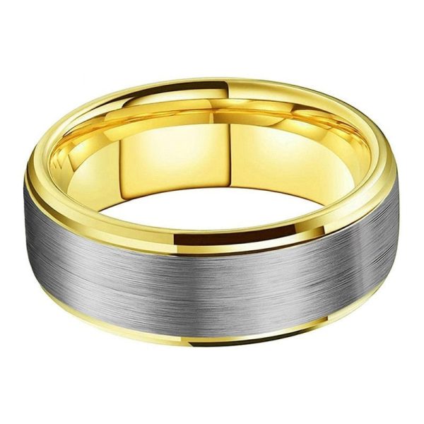 8mm Nathan Yellow Gold Tungsten Carbide Ring 6-8mm