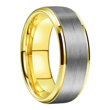 8mm Nathan Yellow Gold Tungsten Carbide Ring 6-8mm