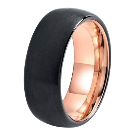8mm Riley Black Rose Gold Tungsten Carbide Ring