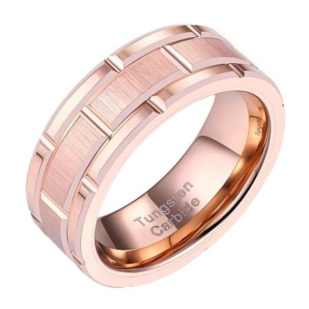 8mm Rose Gold Tungsten Carbide Rings For Men