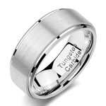 8mm Silver Tungsten Carbide Rings  With Brushed Finish