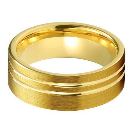 8mm Tucker Yellow Gold Tungsten Carbide Ring