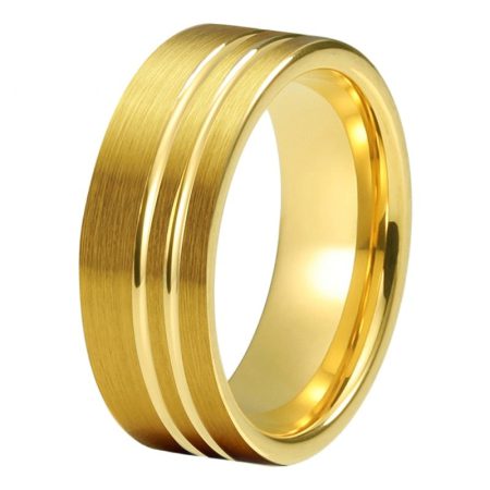 8mm Tucker Yellow Gold Tungsten Carbide Ring