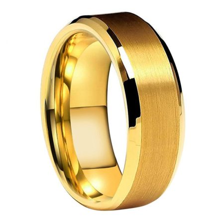 8mm Wyatt Yellow Gold Tungsten Carbide Ring