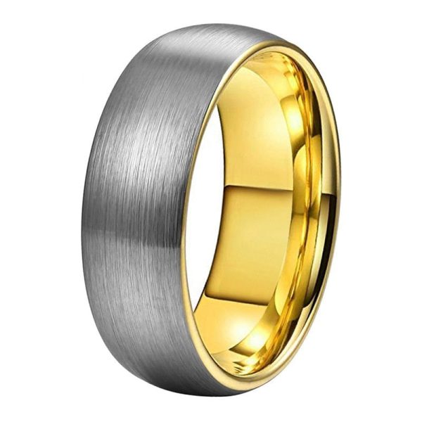 8mm Yellow Gold Charles Tungsten Carbide Ring