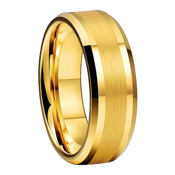 8mm Yellow Gold Lincoln Tungsten Carbide Ring 6-8mm