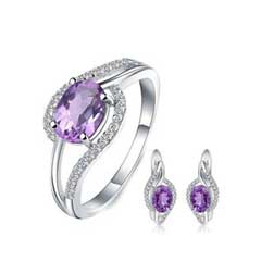 Amethyst Eternity Ring and Earring Set