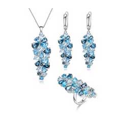 Blue Topaz Teardrop Gemstone Jewelry Set