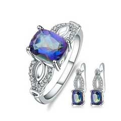 Chameleon Mystic Quartz Gemstone Ring and Earring Set
