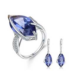 Elegant Blue Mystic Quartz Ring Set