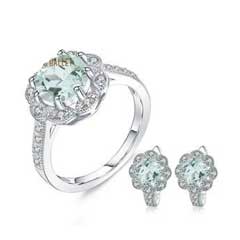 Fancy Green Prasiolite Gemstone Jewelry Set