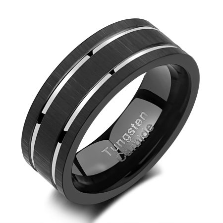 Adrian Black Tungsten Carbide Rings For Men