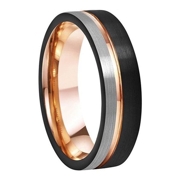 Alistair Black Rose Gold Tungsten Carbide Ring