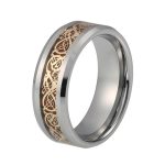 Archer Tungsten Carbide Ring With Gold Dragon Koa Wood Inlay