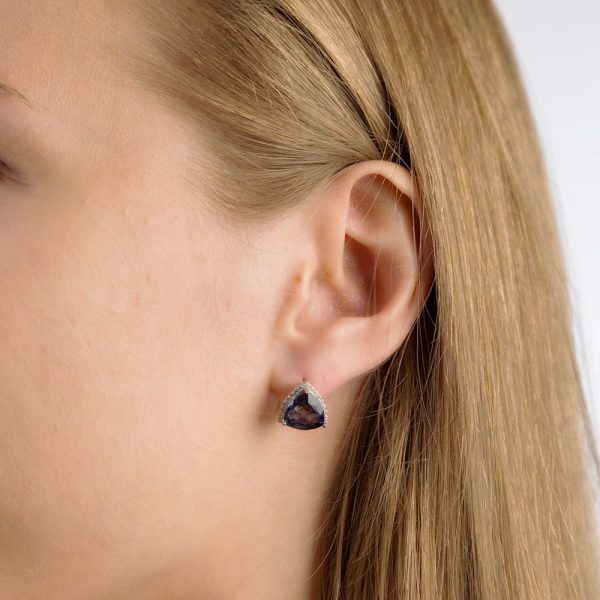 Aria Natural Iolite Blue Mystic Quartz Gemstone Stud Earrings
