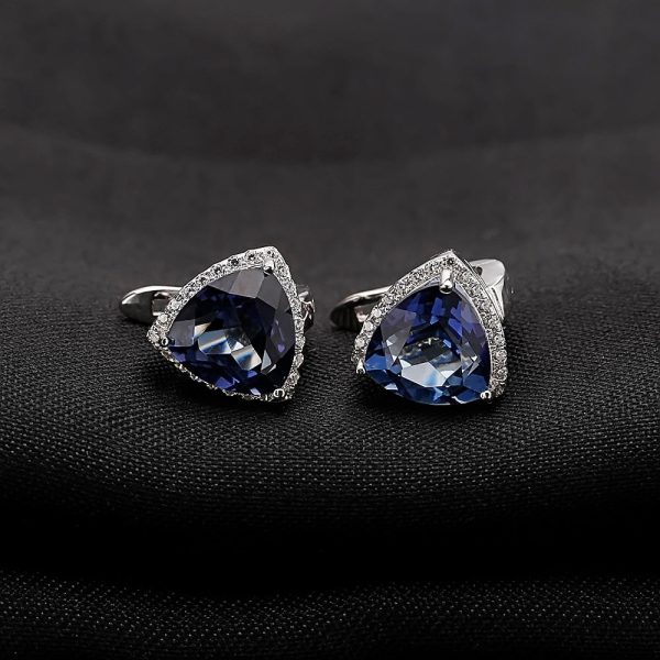 Aria Natural Iolite Blue Mystic Quartz Gemstone Stud Earrings