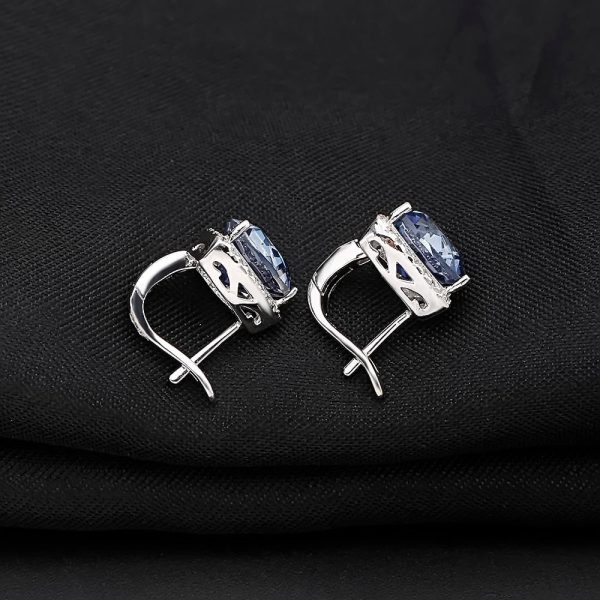 Aria Natural Iolite Blue Mystic Quartz Gemstone Stud Earrings