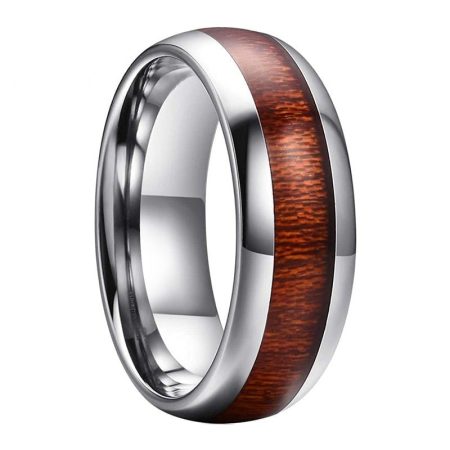 Arthur Tungsten Carbide Ring With Natural Wood Inlay