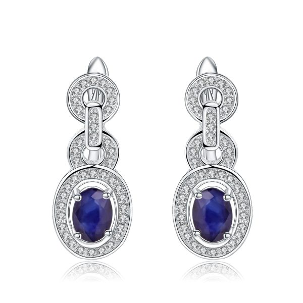 Arya Natural Blue Sapphire Gemstone Stud Earrings