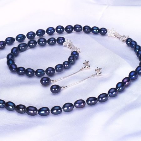 Athena Natural Freshwater Bracelet Necklace Earrings Pearl Jewelry Sets