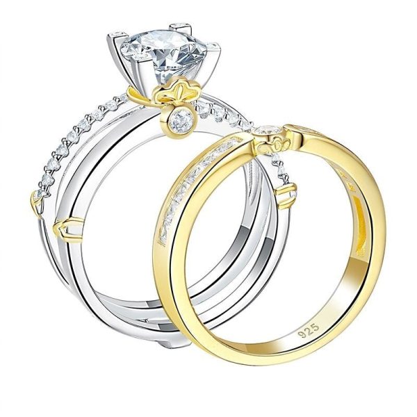 Aubree Sterling Silver Wedding Bridal Ring Set