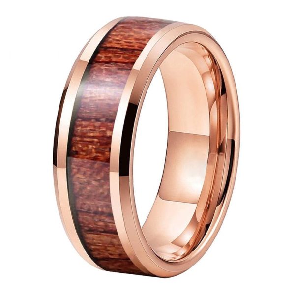 August Tungsten Carbide Ring With RoseWood Inlay
